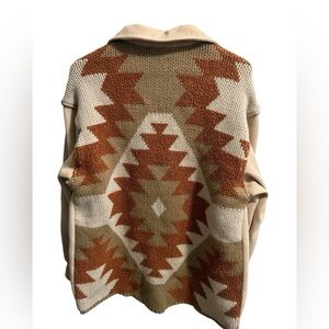 Women's Boho Chic Aztec Shacket Large Tan/Brown/Ivory